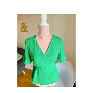 ZARA WRAP GREEN BLOUSE SIZE M